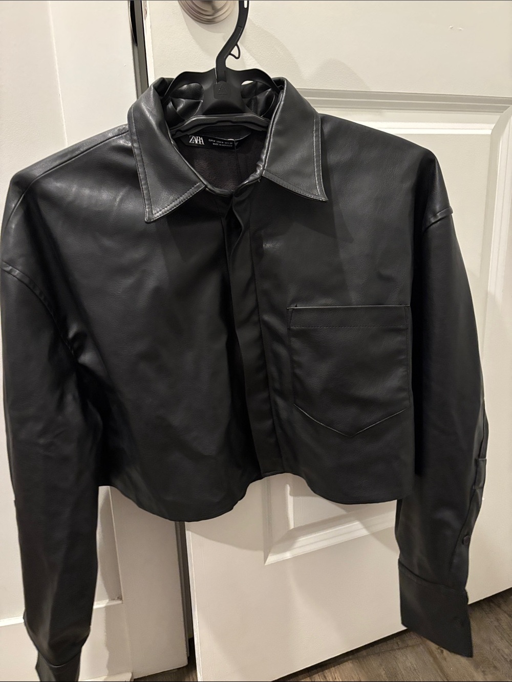 Zara Crop Faux Leather Shirt